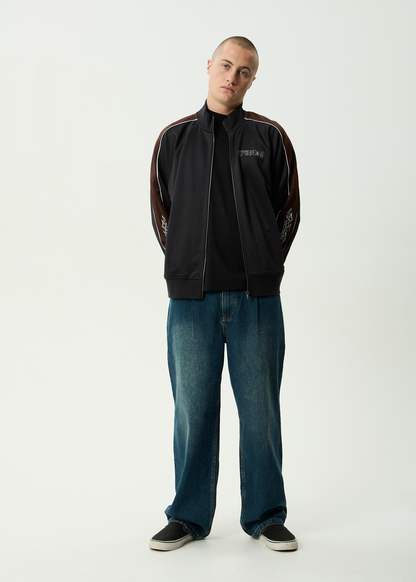 AFENDS Mens Machine -  Zip Through Track Jacket - Black