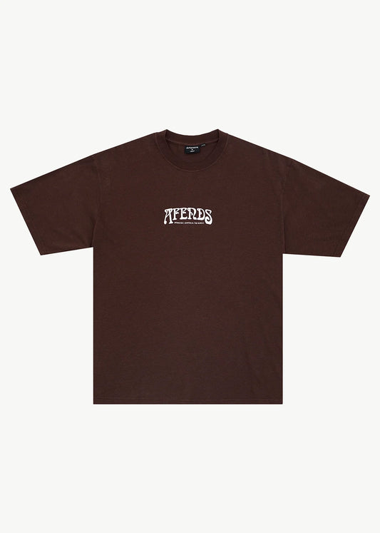 AFENDS Mens Perception - Boxy Tee - Washed Coffee