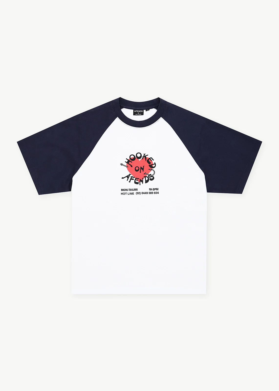 AFENDS Mens Hooked - Heavyweight Raglan Tee - White