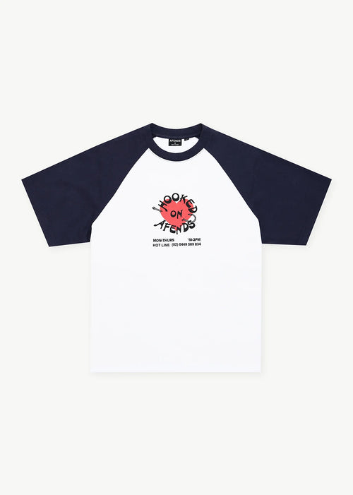 AFENDS Mens Hooked - Heavyweight Raglan Tee - White