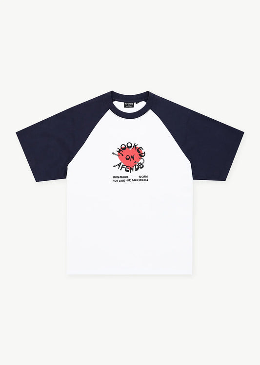 AFENDS Mens Hooked - Heavyweight Raglan Tee - White