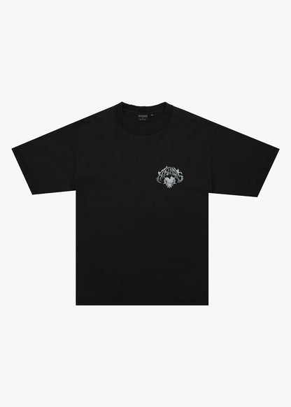 AFENDS Mens Scorpius - Heavyweight Boxy Tee - Stone Black