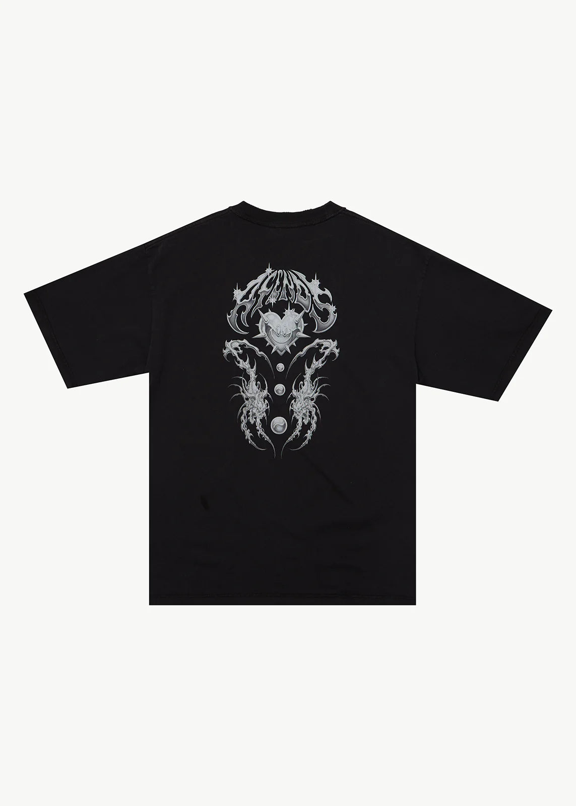 AFENDS Mens Scorpius - Heavyweight Boxy Tee - Stone Black