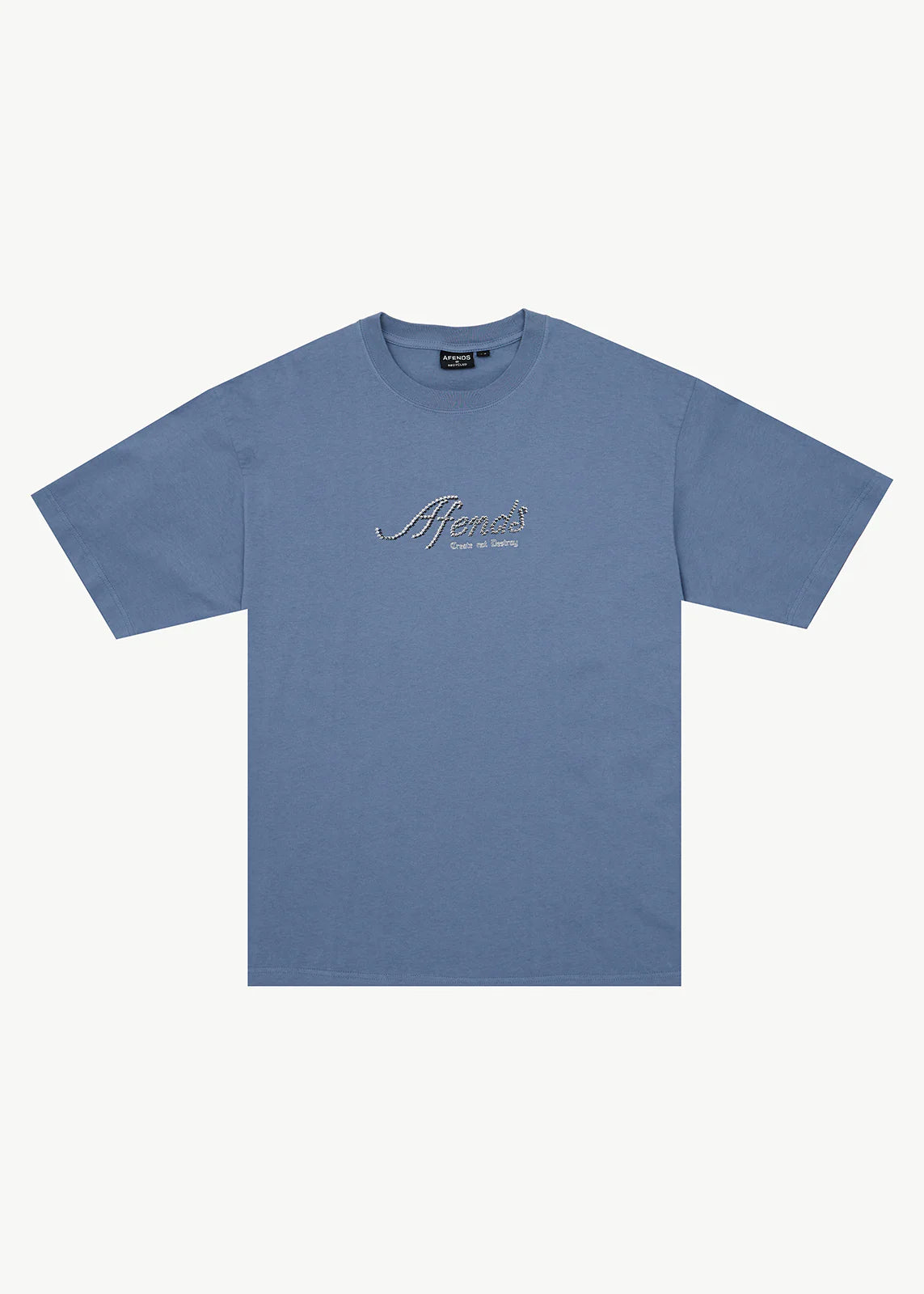 AFENDS Mens Horoscope - Boxy Tee - Washed Slate Blue