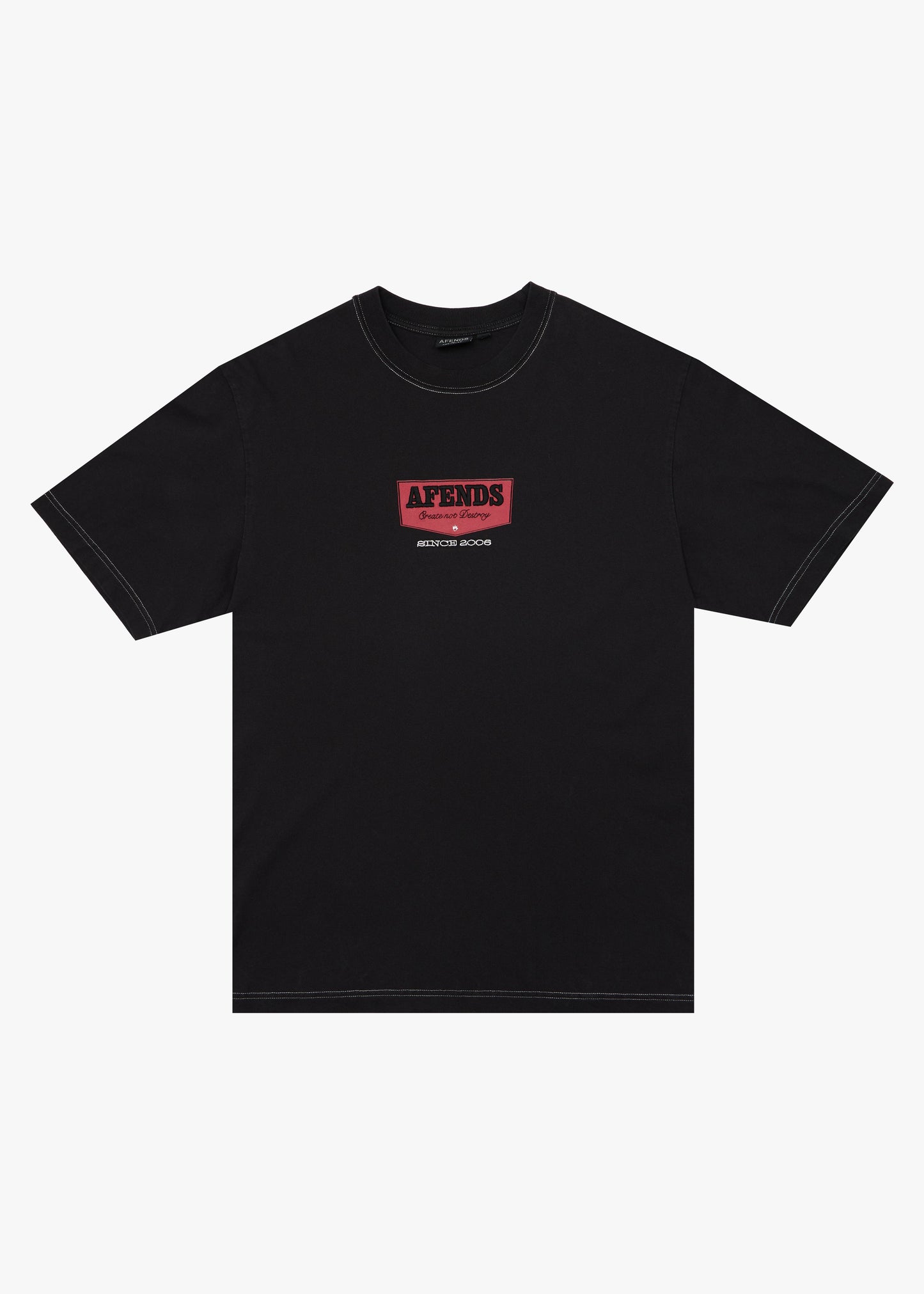 AFENDS Mens Trophy - Retro Tee - Stone Black
