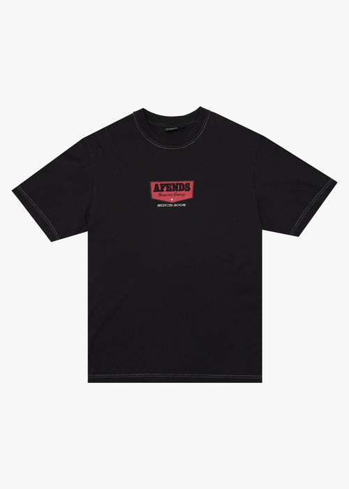 AFENDS Mens Trophy - Retro Tee - Stone Black