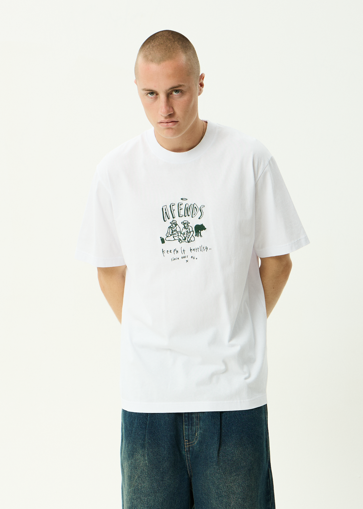 AFENDS Mens Camp Fire - Boxy Tee - White