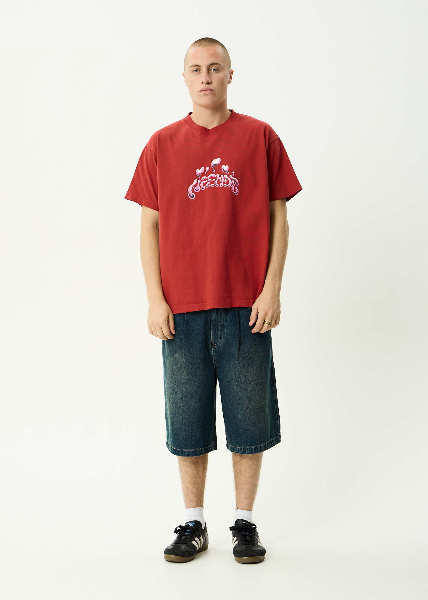 AFENDS Mens Devotion - Heavyweight Boxy Tee - Vintage Ketchup