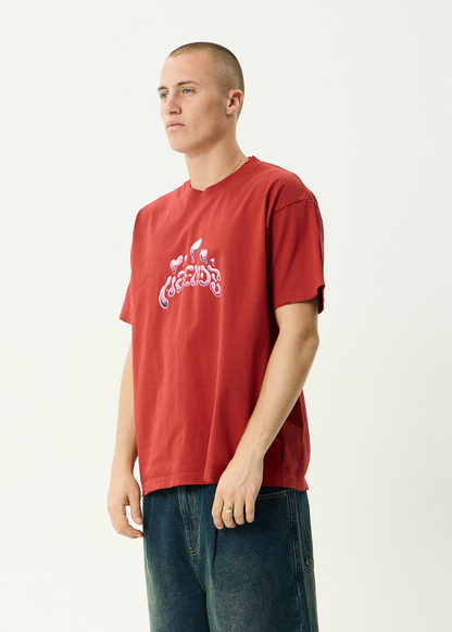 AFENDS Mens Devotion - Heavyweight Boxy Tee - Vintage Ketchup