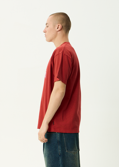 AFENDS Mens Devotion - Heavyweight Boxy Tee - Vintage Ketchup