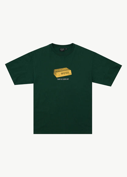 AFENDS Mens Clock Off - Boxy Tee - Washed Pine