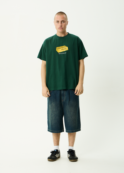 AFENDS Mens Clock Off - Boxy Tee - Washed Pine
