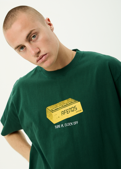 AFENDS Mens Clock Off - Boxy Tee - Washed Pine