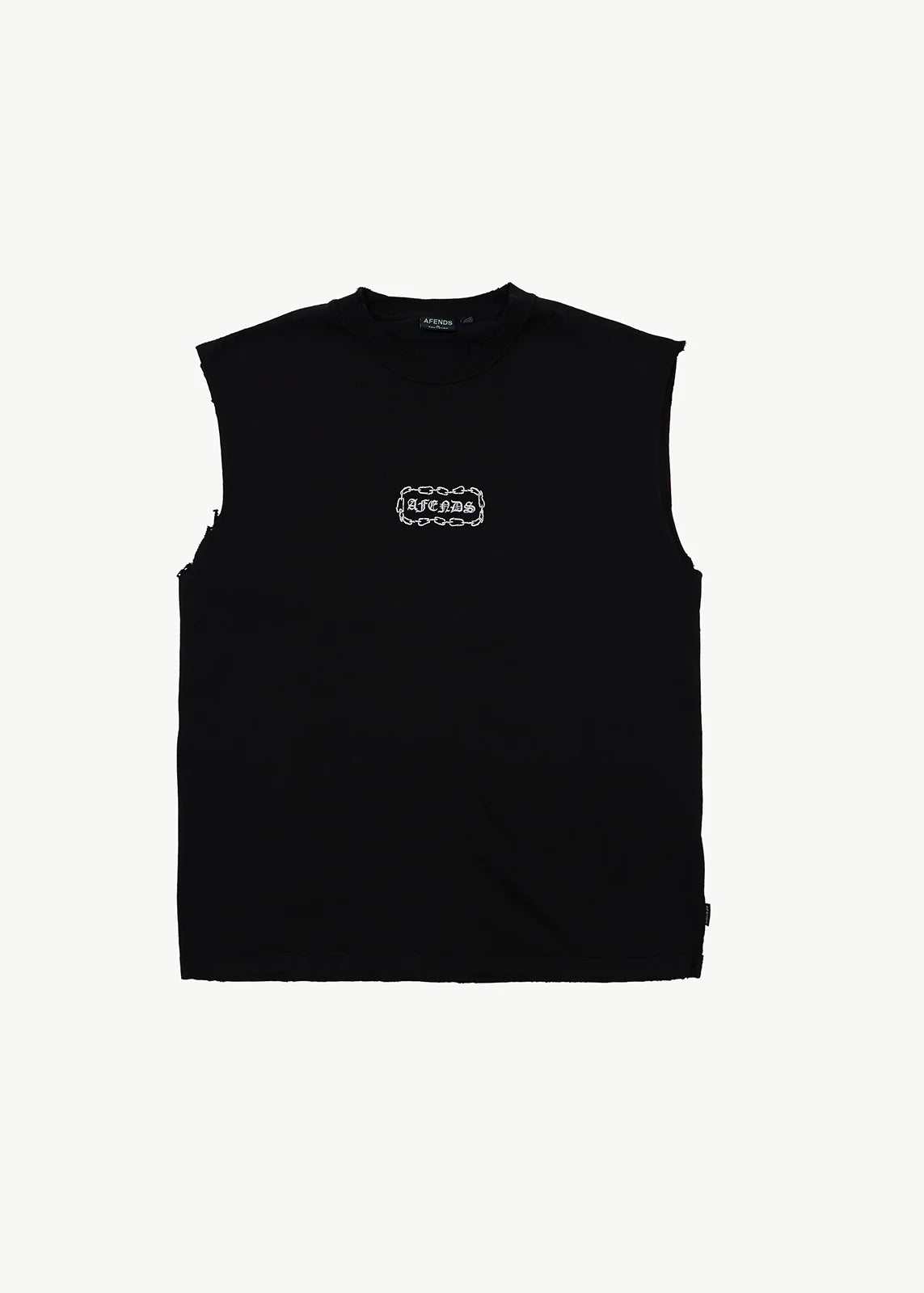AFENDS Mens Spiritual - Heavyweight Sleeveless Tee - Stone Black