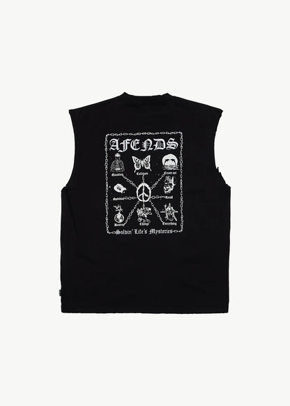 AFENDS Mens Spiritual - Heavyweight Sleeveless Tee - Stone Black