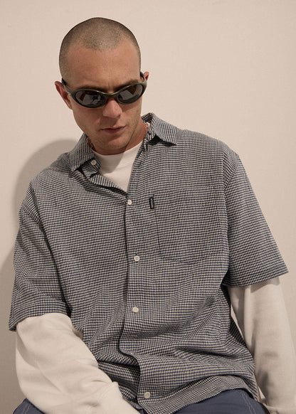 AFENDS Mens Independent - Short Sleeve Shirt - Navy Check
