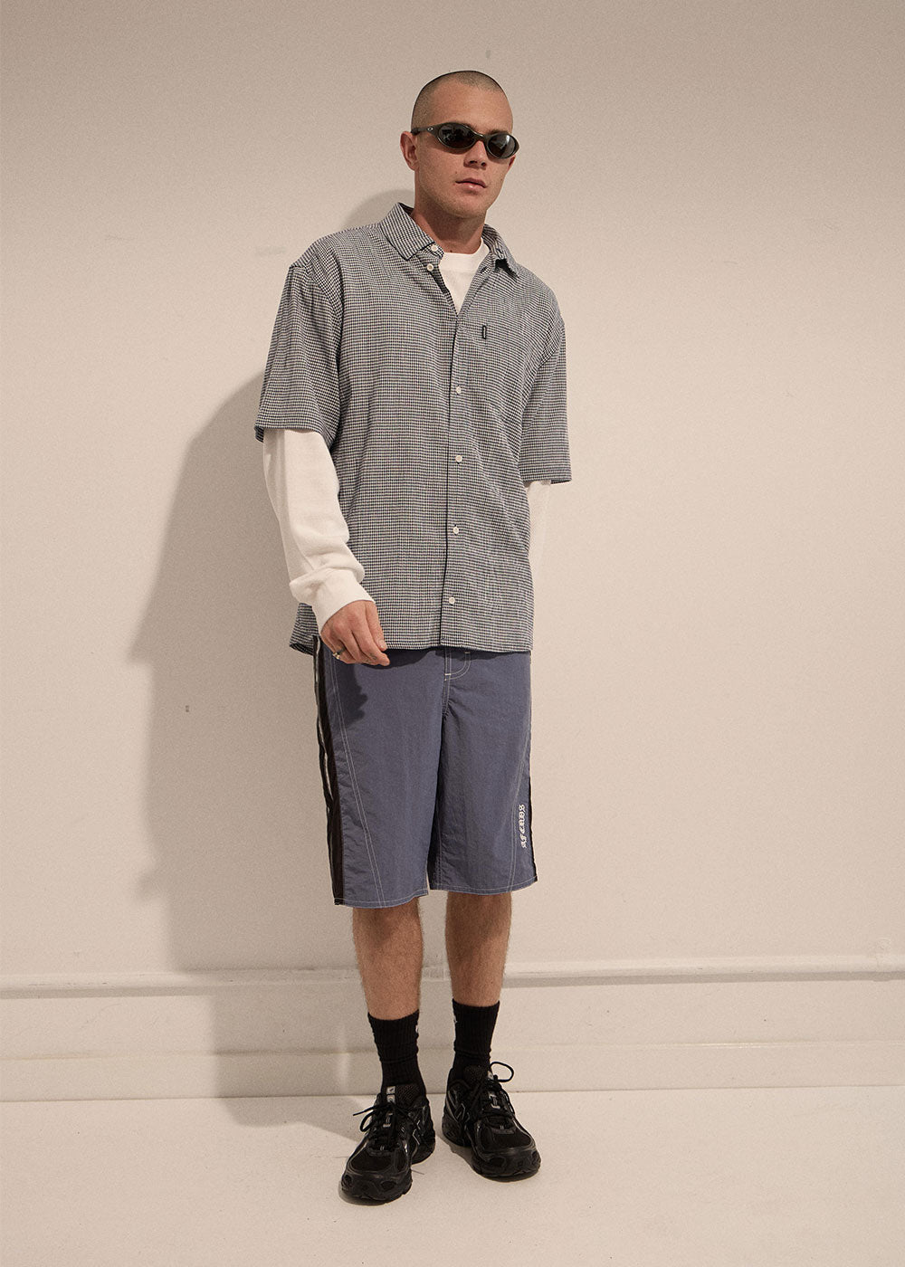 AFENDS Mens Independent - Short Sleeve Shirt - Navy Check