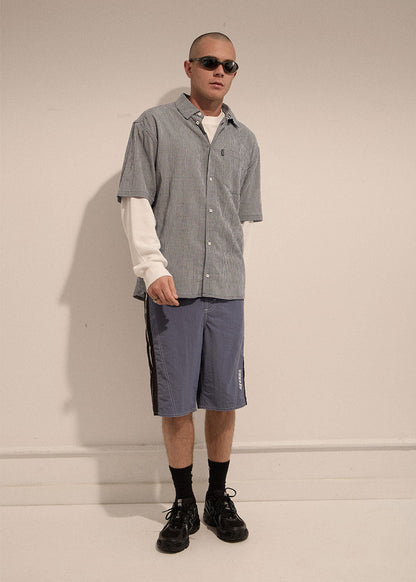 AFENDS Mens Independent - Short Sleeve Shirt - Navy Check