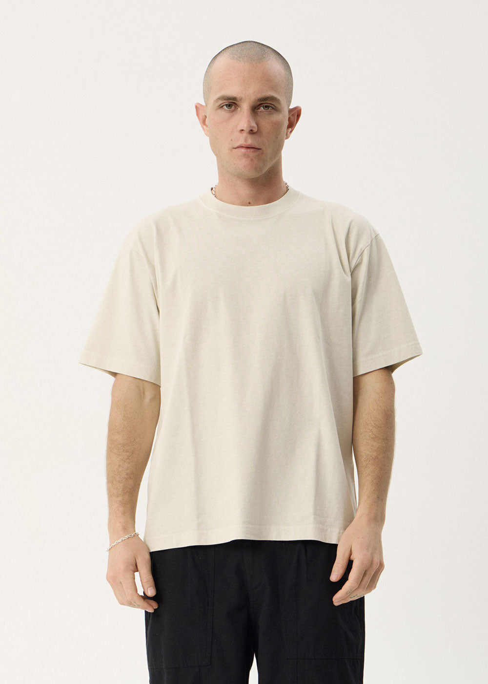 AFENDS Mens Genesis - Heavyweight Boxy Tee - Moonbeam