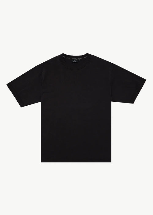 AFENDS Mens Vintage Genesis - Heavyweight Distressed Boxy Tee - Stone Black
