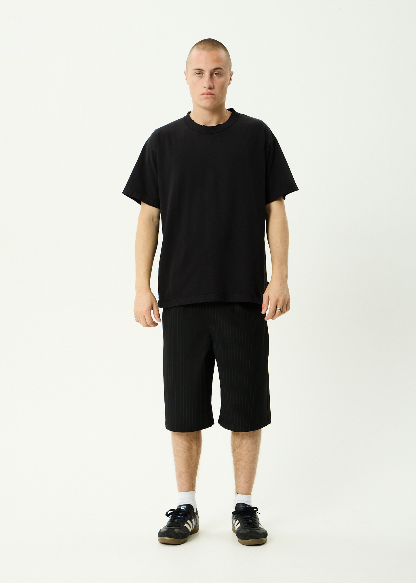 AFENDS Mens Vintage Genesis - Heavyweight Distressed Boxy Tee - Stone Black
