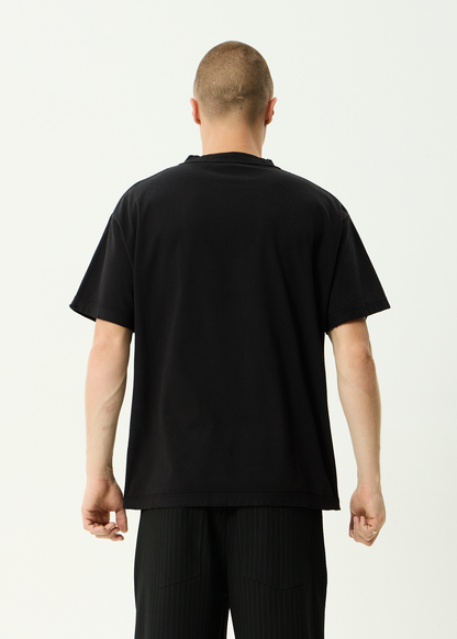 AFENDS Mens Vintage Genesis - Heavyweight Distressed Boxy Tee - Stone Black