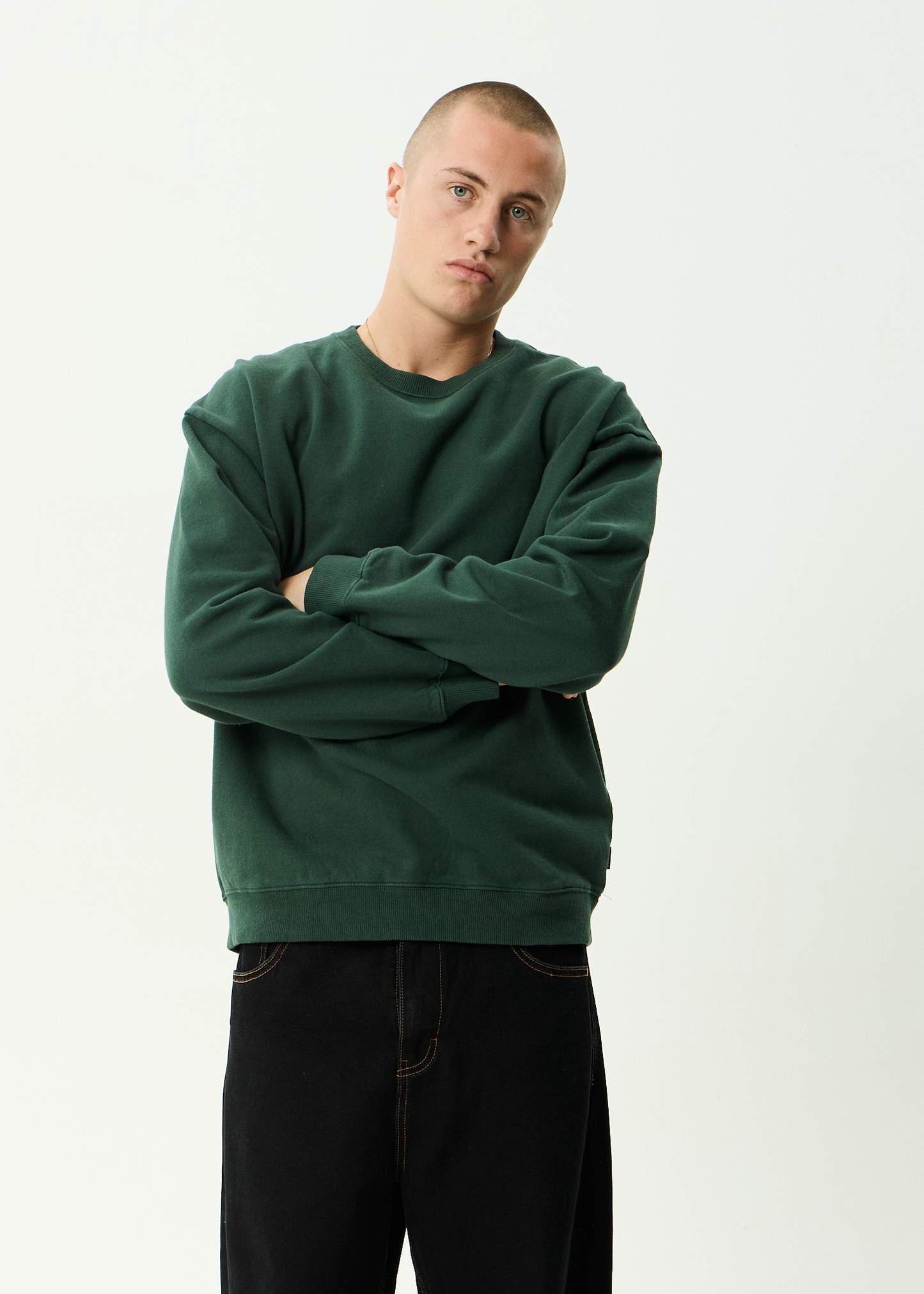 AFENDS Mens Genesis - Crew Neck - Washed Pine