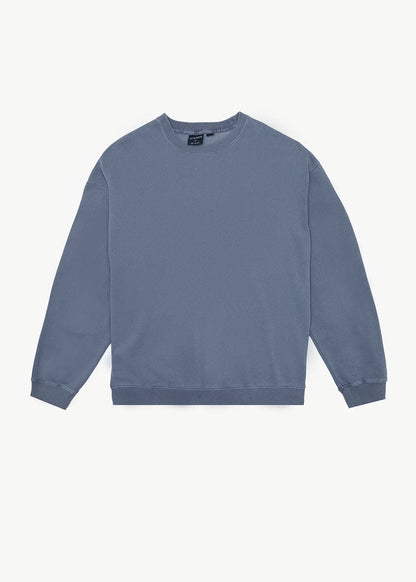 AFENDS Mens Genesis - Crew Neck - Washed Slate Blue