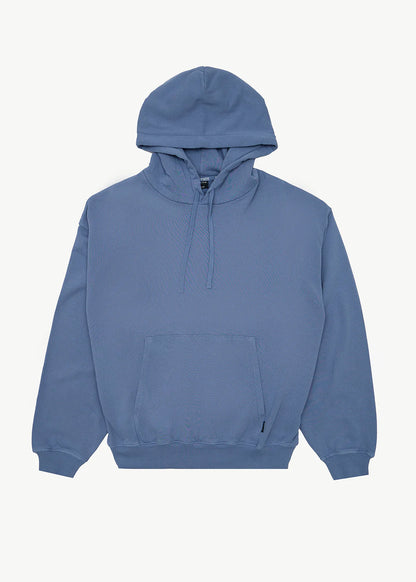 AFENDS Mens Genesis - Boxy Pull On Hood - Washed Slate Blue