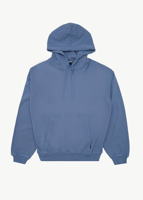 AFENDS Mens Genesis - Boxy Pull On Hood - Washed Slate Blue