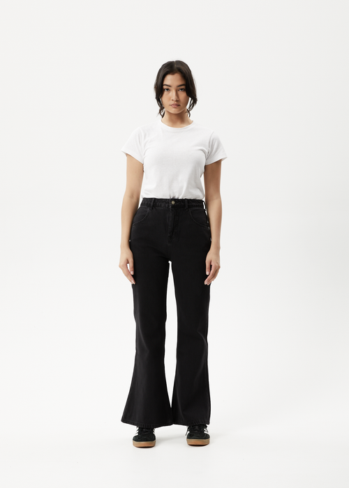 AFENDS Womens Marsha - Denim Slim Flared Jean - Washed Black