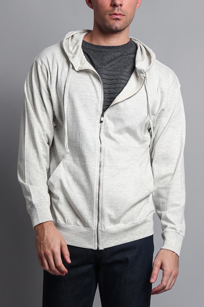 Men's Basic Zip Up Jersey Hoodie