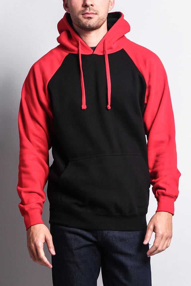 Contrast Raglan Sleeve Pullover Hoodie