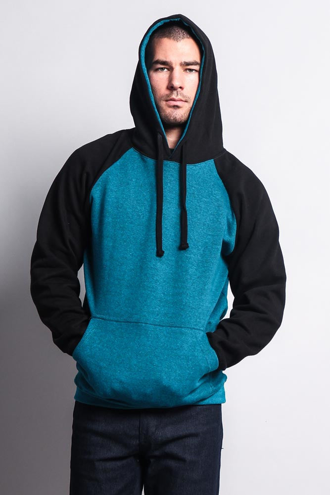 Contrast Raglan Sleeve Pullover Hoodie