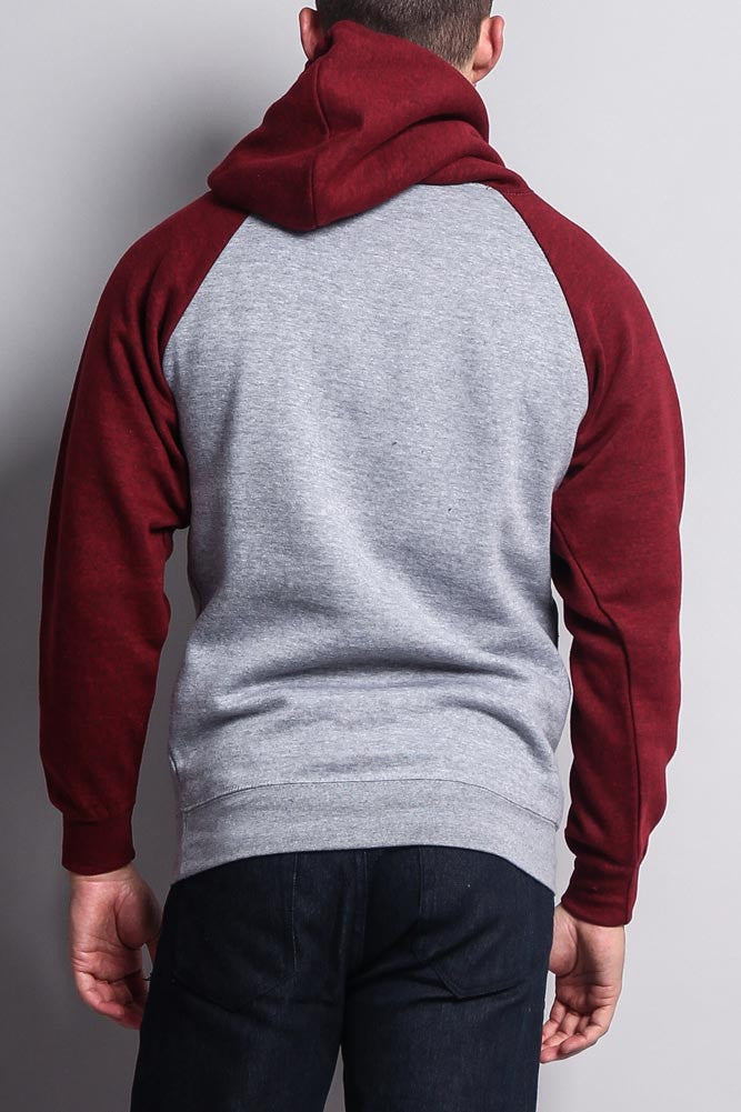 Contrast Raglan Sleeve Pullover Hoodie