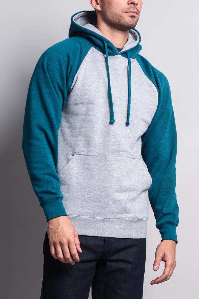 Contrast Raglan Sleeve Pullover Hoodie