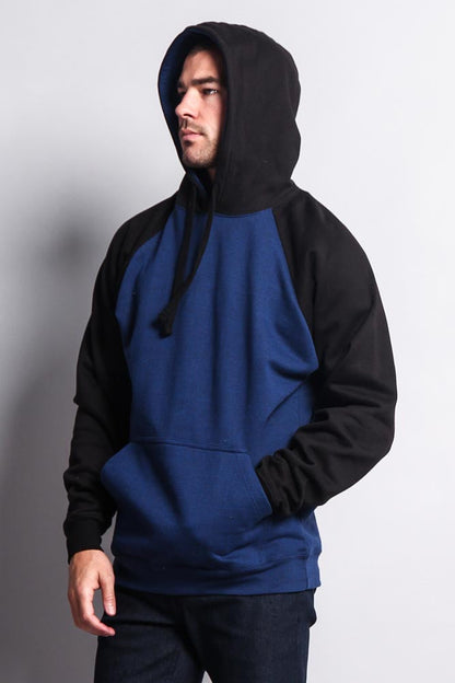 Contrast Raglan Sleeve Pullover Hoodie