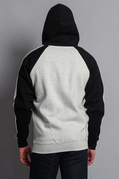 Men's Contrasting Two Striped Zip Up Hoodie