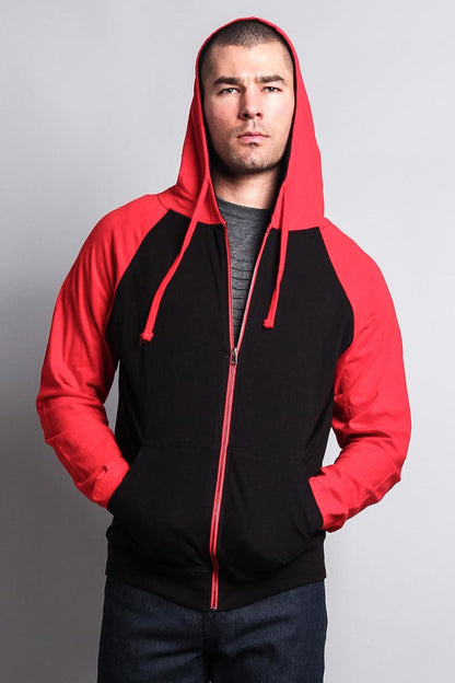 Men's Contrasting Zip Up Hoodie
