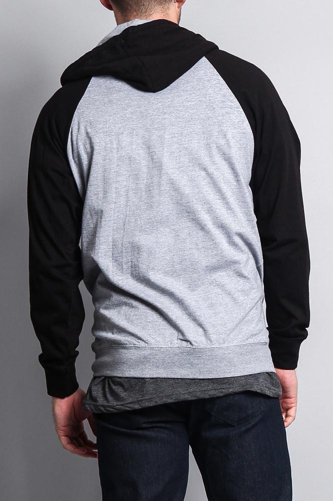 Men's Contrasting Zip Up Hoodie