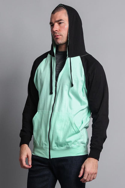 Men's Contrasting Zip Up Hoodie