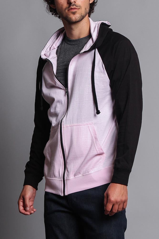 Men's Contrasting Zip Up Hoodie