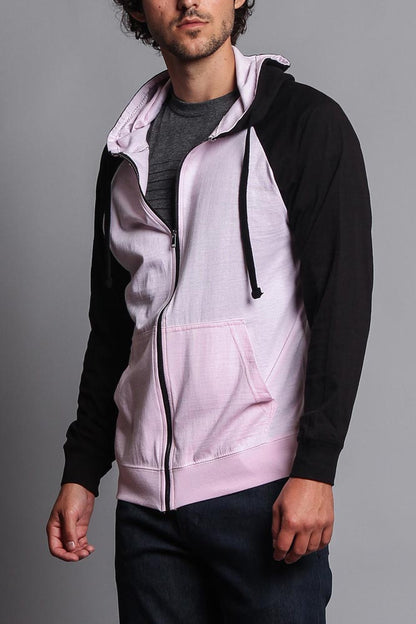 Men's Contrasting Zip Up Hoodie