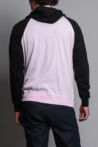 Men's Contrasting Zip Up Hoodie