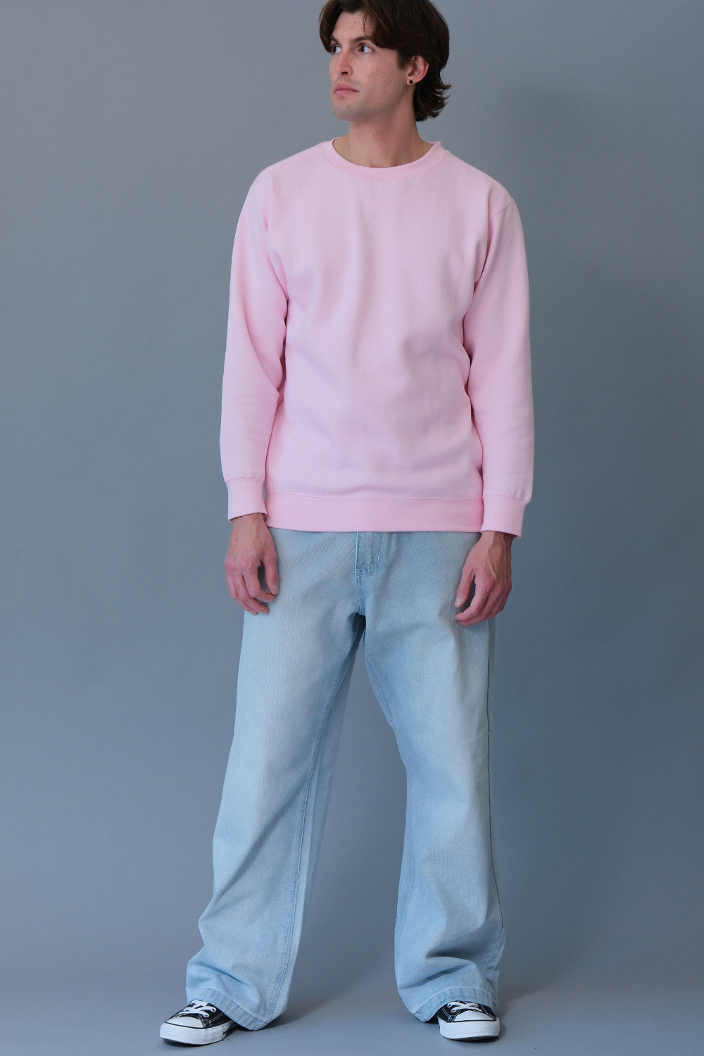Basic Solid Crew-Neck Sweatshirt