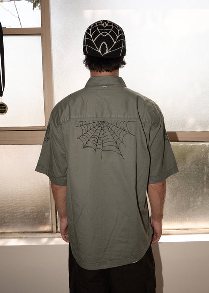 AFENDS Mens Supply - Workwear Short Sleeve Shirt - Washed Sycamore
