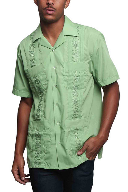 Guayabera Embroidered Pleated Cuban Shirt