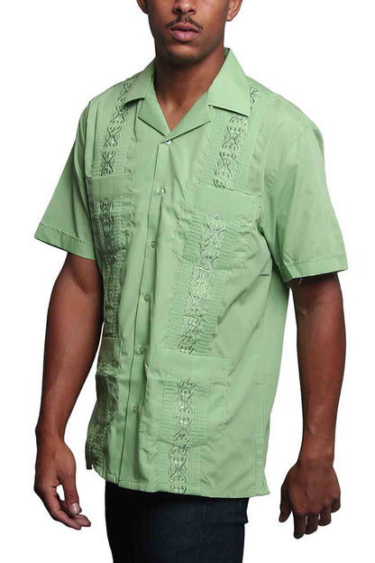 Guayabera Embroidered Pleated Cuban Shirt
