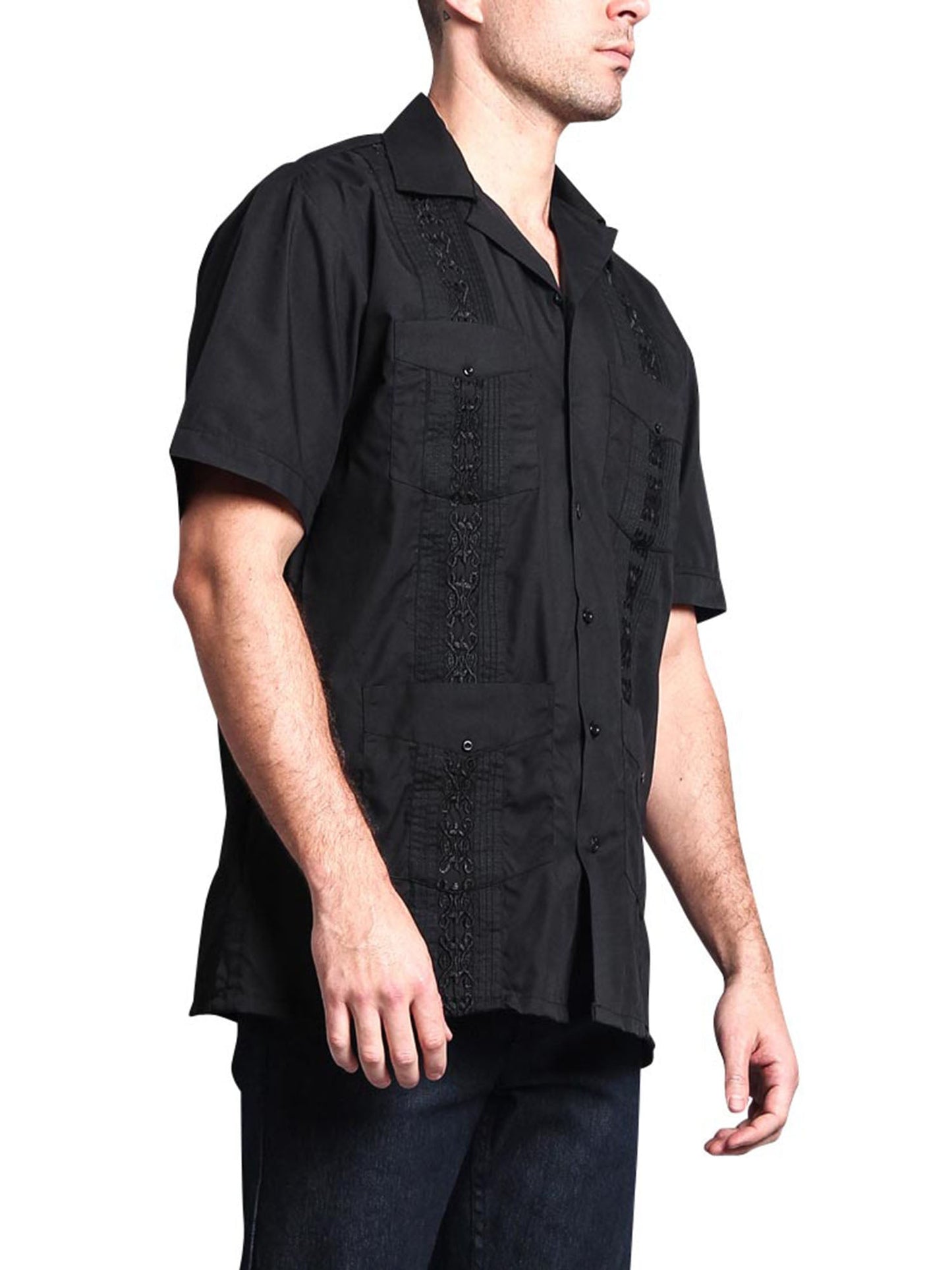 Guayabera Embroidered Pleated Cuban Shirt