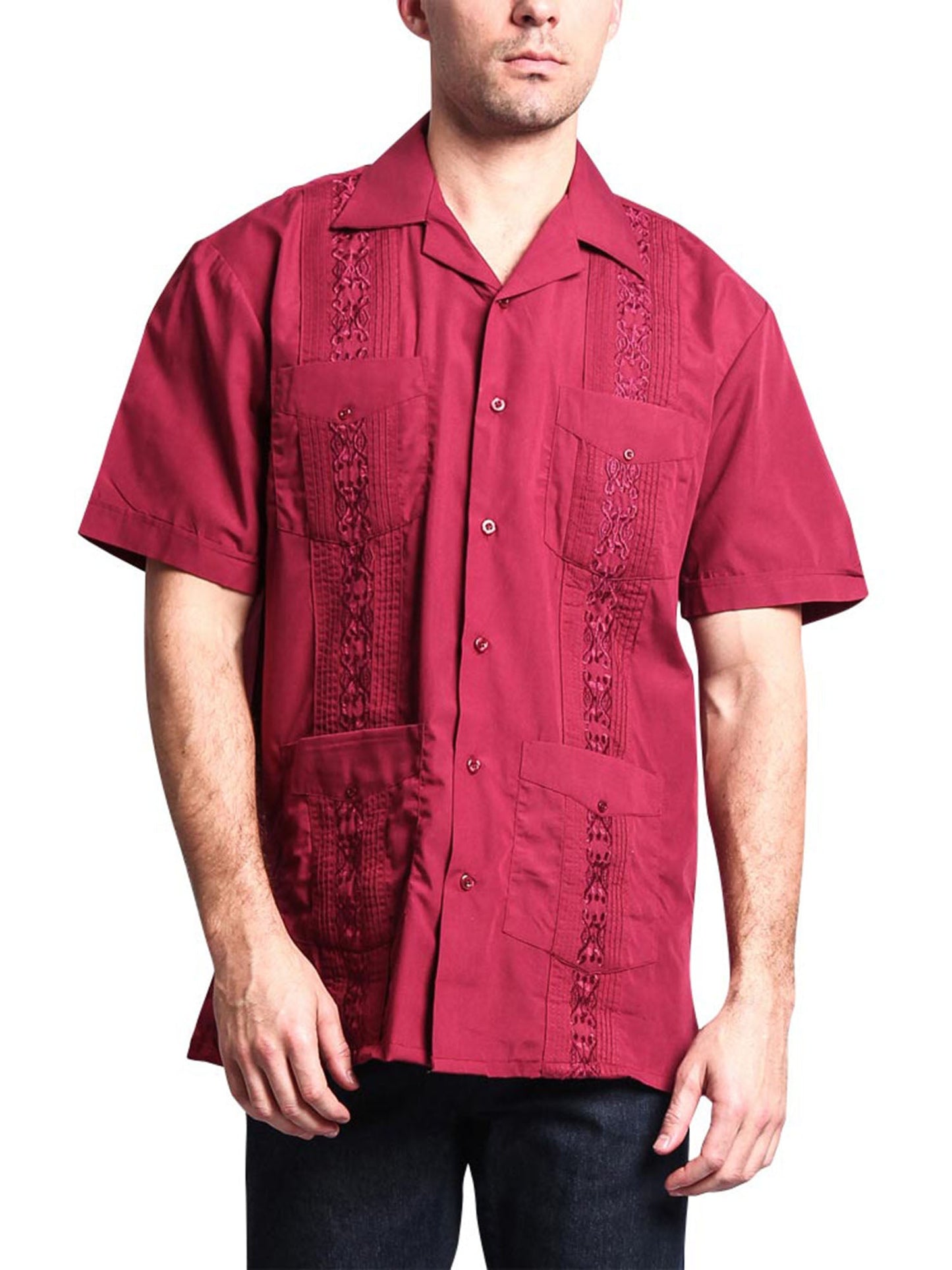 Guayabera Embroidered Pleated Cuban Shirt